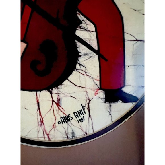 AMOS AMIT FIDDLER JUDAIC Batik Signed Painting 1981 Oval Mat Framed -Priced Each - Picture 7 of 12